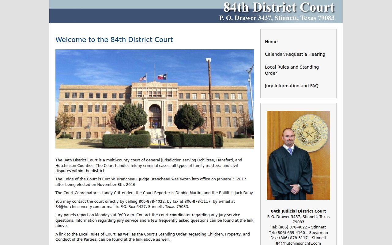 84th District Court serving Ochiltree County and two neighboring counties