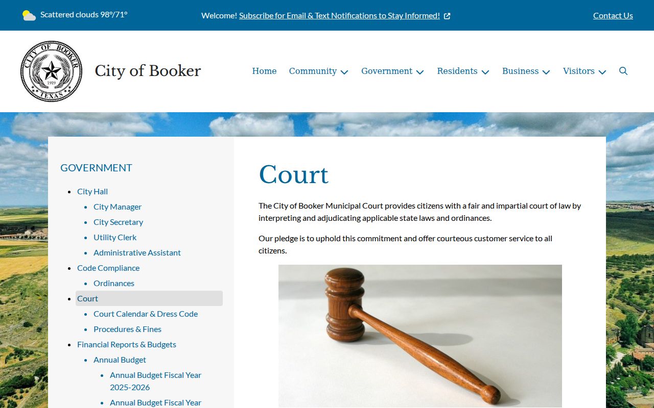 Official Booker Municipal Court scope page