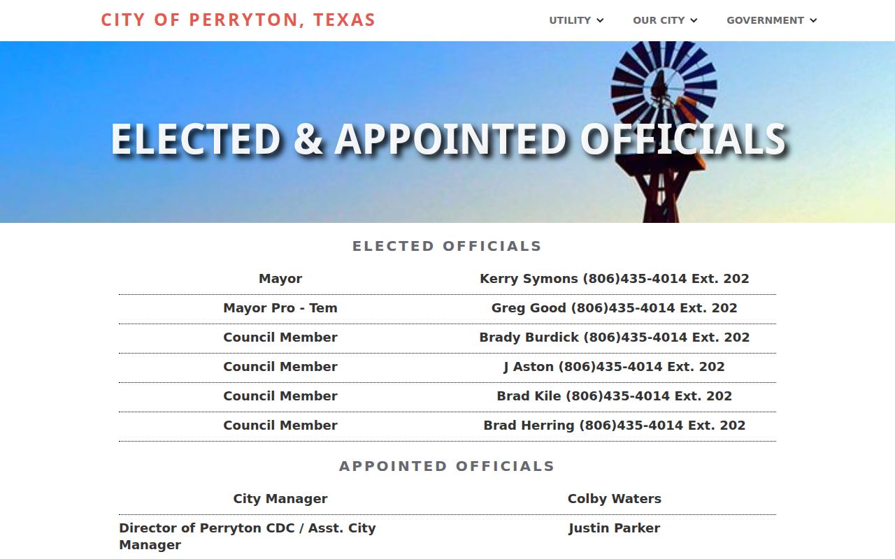 Perryton officials page identifying the current municipal judge