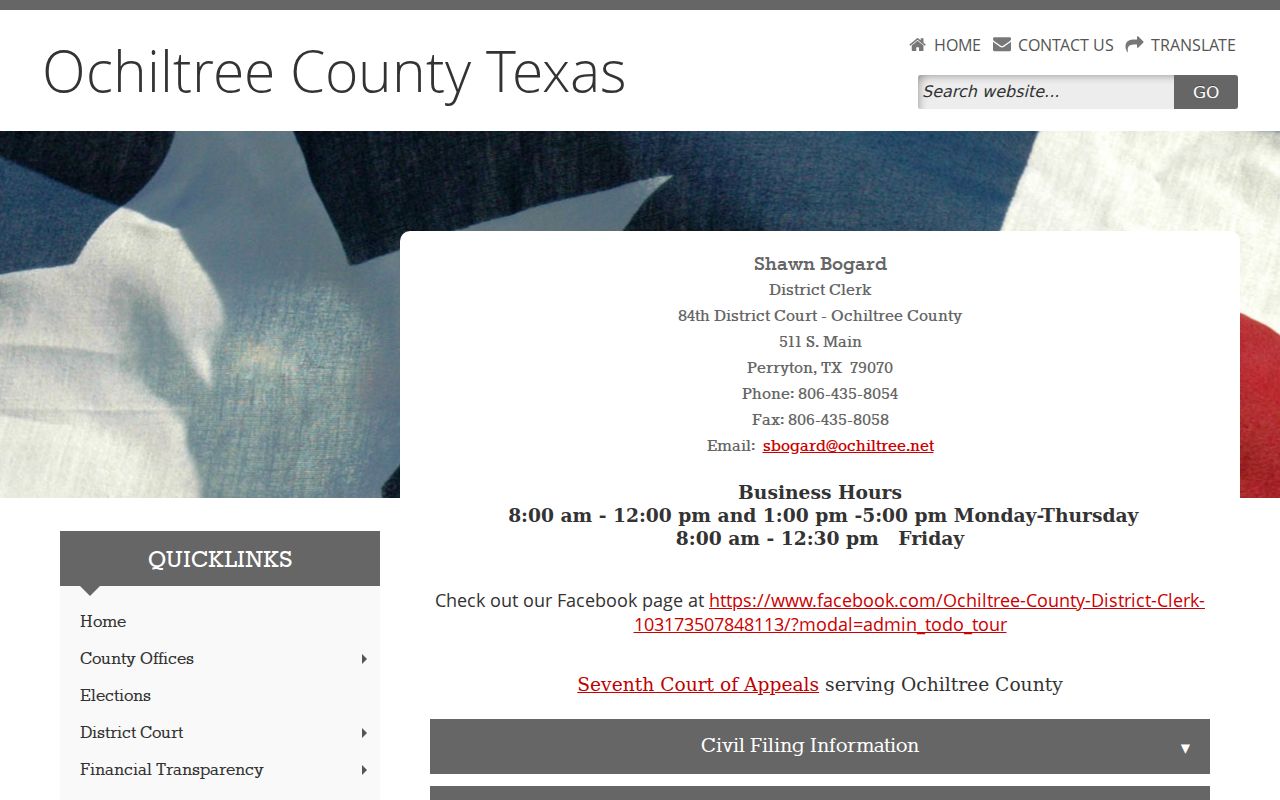 Ochiltree County court docket District Clerk access information