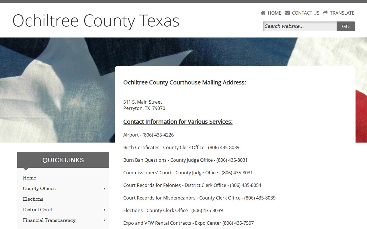Ochiltree County court docket office routing directory